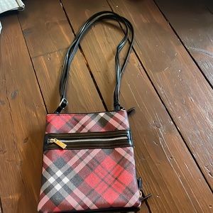 Plaid pleather purse